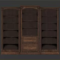 Elegant Traditional Wooden Bookcase With Three Sections Multiple Shelves And Drawers