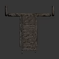 Ancient Wooden Plank Walkway with Extended Structure and Support Beams 3d model