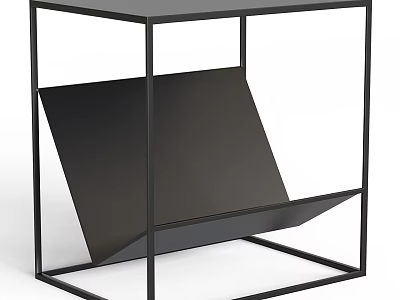 Modern Black Side Table With Metal Frame And Sleek Shelf Design 3d model