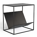 Modern Black Side Table With Metal Frame And Sleek Shelf Design 3d model