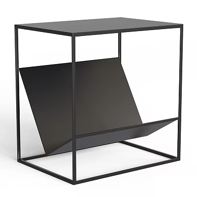 Modern Black Side Table With Metal Frame And Sleek Shelf Design 3d model