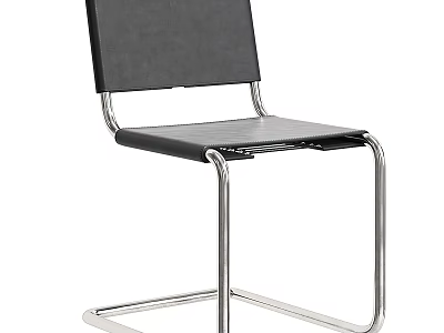 Modern Black Office Chair With Chrome Metal Frame And Comfortable Seat 3d model