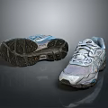 Gray And Blue Sports Shoes Design With Treaded Sole Laced Upper And Brand Logo