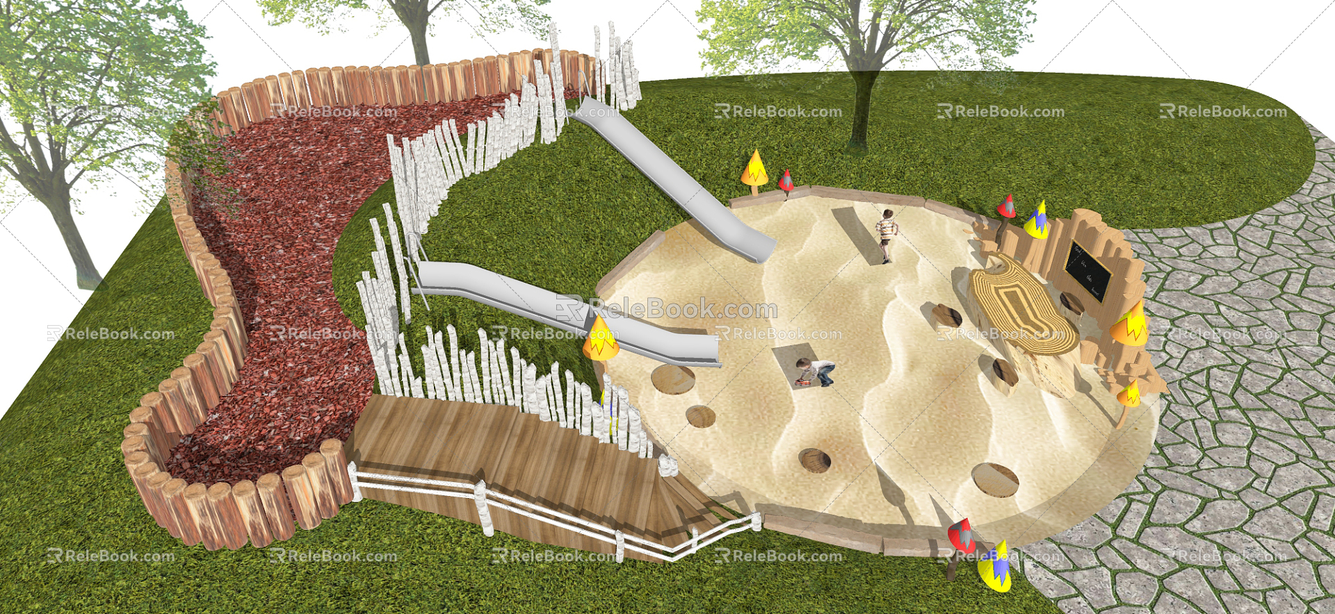 Children's play area Modern play equipment 3d model