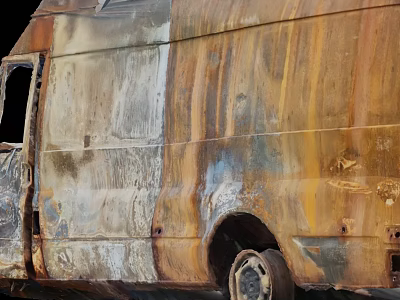 Rusty Van With Corroded Body And Damaged Parts 3d model