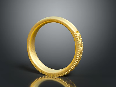 Shiny Gold Ring With Intricate Engraved Pattern On Dark Background 3d model