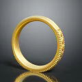 Shiny Gold Ring With Intricate Engraved Pattern On Dark Background 3d model