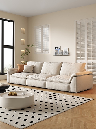 Modern three-seat sofa 3d model