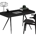 Modern Office Desk Setup With Laptop Pen Holder Lamp Books Plant And Chair