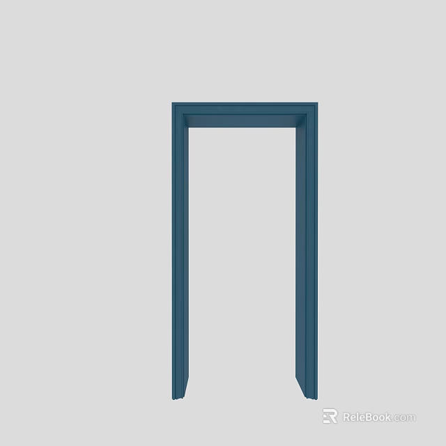 Simple Blue Door Frame With Minimalist Design On Light Gray Background 3d model 