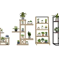 Decorative Indoor Plant Stands With Multiple Tiers Holding Various Small Plants