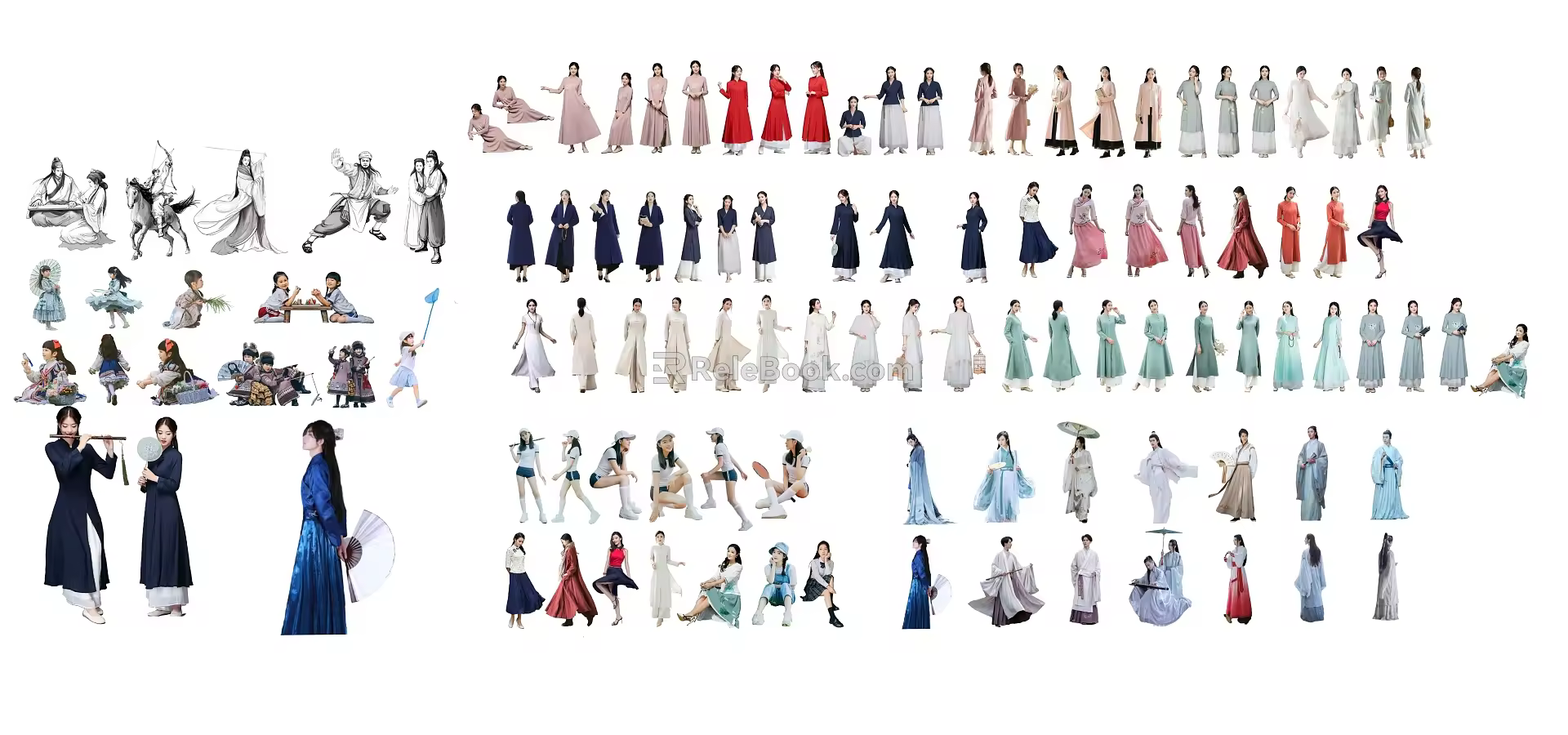 Modern multiplayer ancient characters 3d model