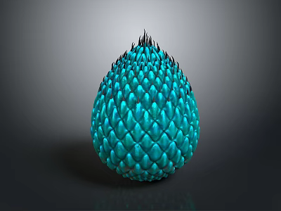 Mythical Dragon Egg With Blue Scaled Surface And Spiked Top Design 3d model