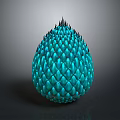 Mythical Dragon Egg With Blue Scaled Surface And Spiked Top Design 3d model