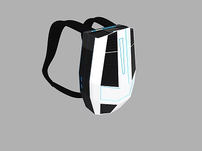 Modern Black And White Backpack With Blue Accents And Geometric Design 3d model