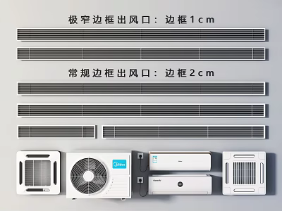 Air Conditioner Fan with Ultra Narrow 1cm Frame and Regular 2cm Frame Air Outlets 3d model