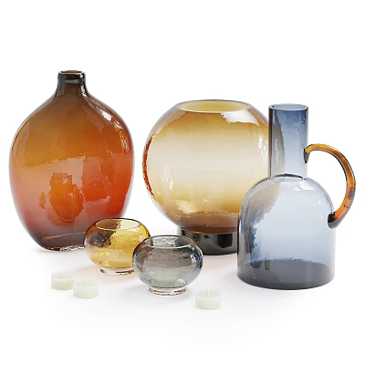 Colorful Ceramic Vessels in Various Shapes and Hues for Home Decoration 3d model
