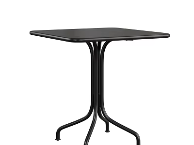 Modern Black Square Dining Table With Metal Legs And Minimalist Design 3d model