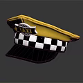 Yellow Taxi Driver Hat With Black And White Checkered Band And TAXI Logo