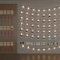 Creative Photo Wall Decoration With Multiple Photos And String Lights On Wall 3d model
