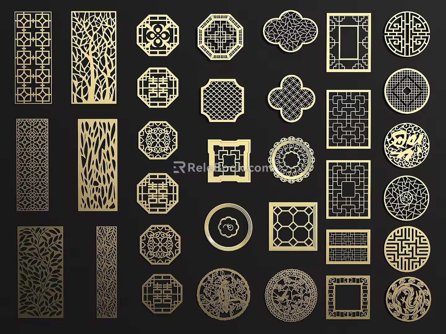 New Chinese Style Openwork Window Carved Openwork Window Carved Pane Carved 3d model