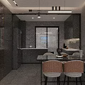 Modern Living Dining Room Interior With Sofa Coffee Table And Floor to Ceiling Windows