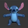 Blue 3D Cartoon Character With Big Pink Ears Standing In Friendly Pose