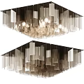 Modern Layered Chandelier With Geometric Transparent Panels And Metal Frame
