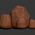 3D Rendered Red Stones with Various Sizes Textured Surface and Reflective Base