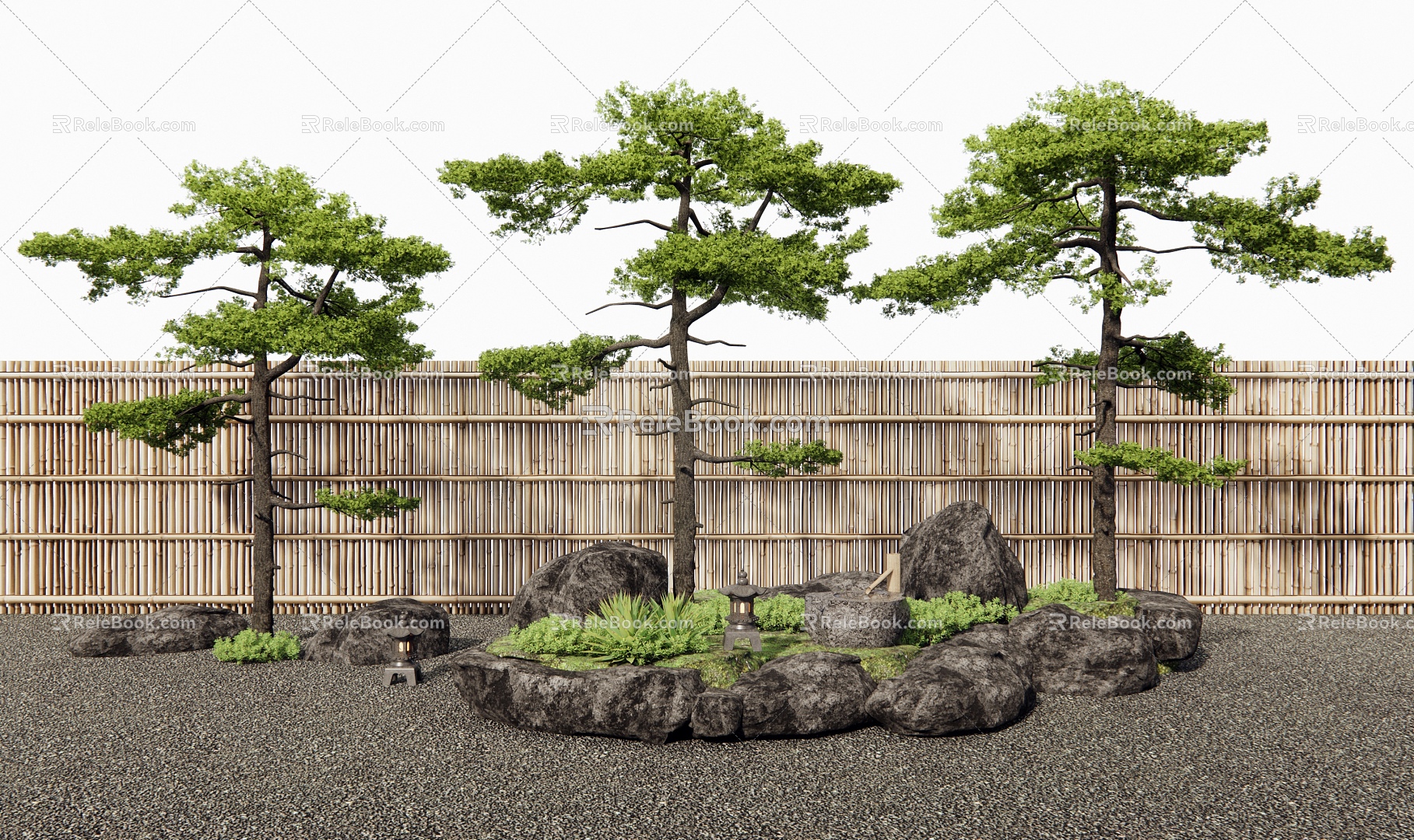 New Chinese Style Welcome Pine Landscape Tree Pine Garden Landscape Tree Stone 3d model