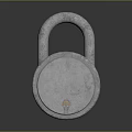 Silver Metal Padlock With Round Body And Keyhole For Secure Locking Purposes 3d model