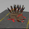 Fourth of July Decorative Items With Colorful Rocket Shaped Designs In Wooden Box