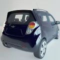 Dark Blue Compact Chevrolet Car With Roof Rack And Silver Wheels Design