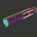 Futuristic Sci-Fi Weapon With Tubular Metallic Design And Carbon Fiber Texture