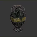 Artistic Sculpted Vase With Green Gold Cracked Texture And Double Handles