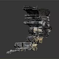 Garden Landscape Featuring Stacked Rockery With Natural Textures And Layered Structure