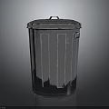 Durable Metal Trash Can With Lid And Striped Design For Indoor Outdoor Use