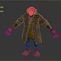 3D Monkey Like Character Wearing Brown Coat And Yellow Inner Garment With Open Arms Pose