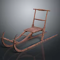 Traditional Handcrafted Wooden Sled With Curved Runners And Seat Structure