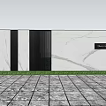 Boutique Ecological Feature Wall With Trees Stone Pavement And People Walking