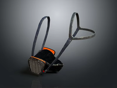 Black and Orange Sports Helmet With Mesh Design And Adjustable Straps 3d model