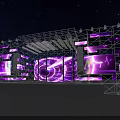 Dynamic Stage Design With Purple Green Lighting LED Screens And Geometric Lines