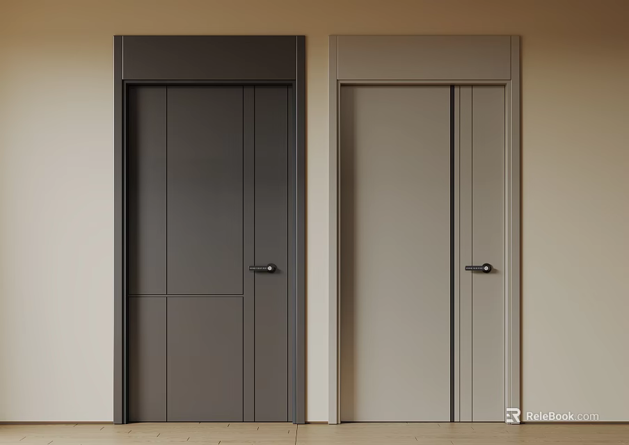 Modern Security Door Design Featuring Dark And Light Gray Double Doors 3d model
