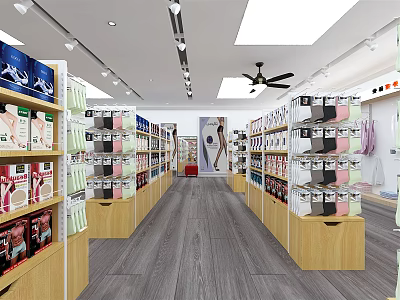 Spacious Specialty Store Interior With Shelves Full Of Products And Bright Lighting 3d model