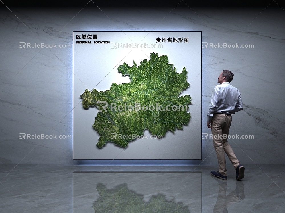 Modern Map Guizhou Topographic Map 3d model