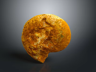 Orange Spiral Shaped Object With Textured Surface On Gray Background 3d model