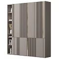 Elegant Modern Wardrobe Interior With Gray Panels And Gold Metal Stripes