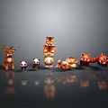 Cute Animal Characters Collection Featuring Deer Pandas Kittens Tigers And Reflections