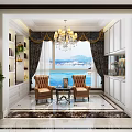Elegant Luxury Dining Room Interior With Chandelier Dining Table Chairs And Decorative Shelves