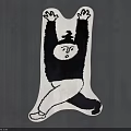 Creative Shaped Carpet With Black White Cartoon Character Playful Exaggerated Pose For Home Decor
